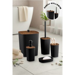 Safir 5'Li Banyo Seti / Ahşap / Siyah