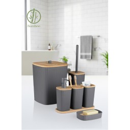 Safir 6'Li Banyo Seti / Bambu / Antrasit