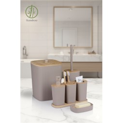 Safir 6'Li Banyo Seti / Bambu / Kahverengi