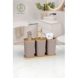Safir 3'Lü Banyo Seti / Bambu / Kahverengi