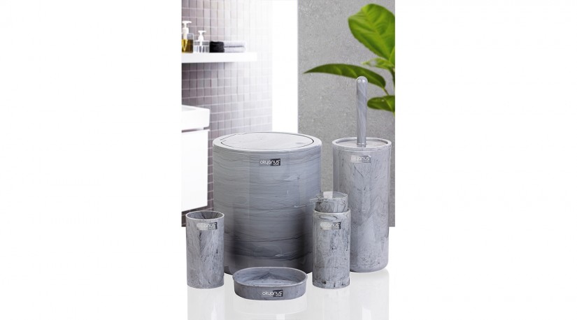 Yuvarlak 5’li Banyo Seti Mermer Desen