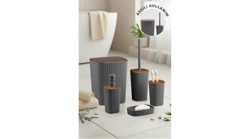 Safir 5'Li Banyo Seti / Ahşap / Antrasit