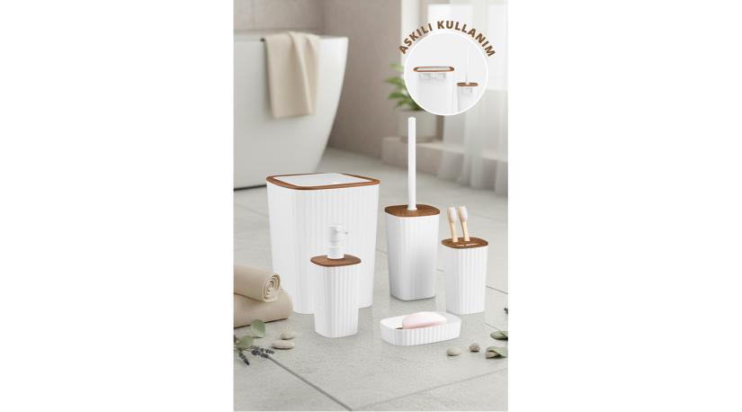 Safir 5'Li Banyo Seti / Ahşap / Beyaz