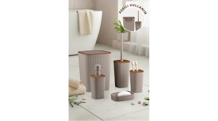 Safir 5'Li Banyo Seti / Ahşap / Kahverengi