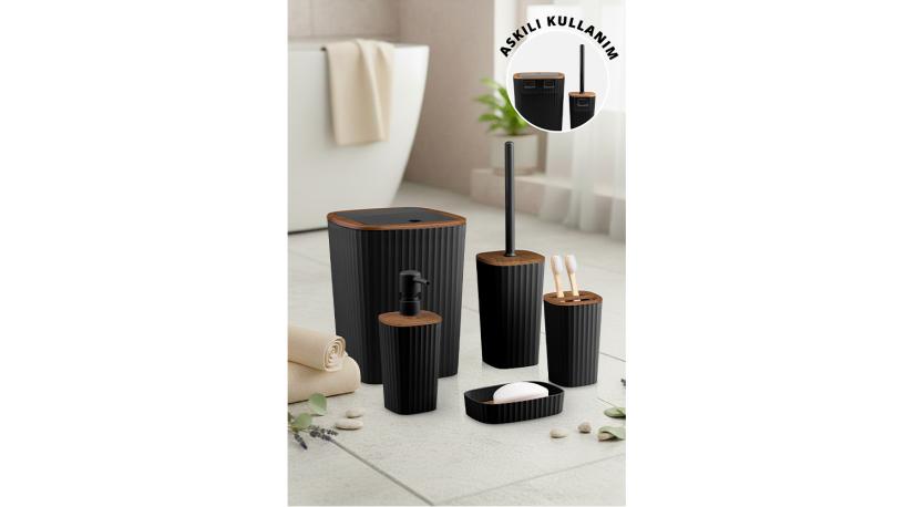 Safir 5'Li Banyo Seti / Ahşap / Siyah