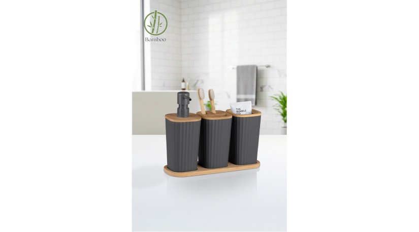 Safir 3'Lü Banyo Seti / Bambu / Antrasit