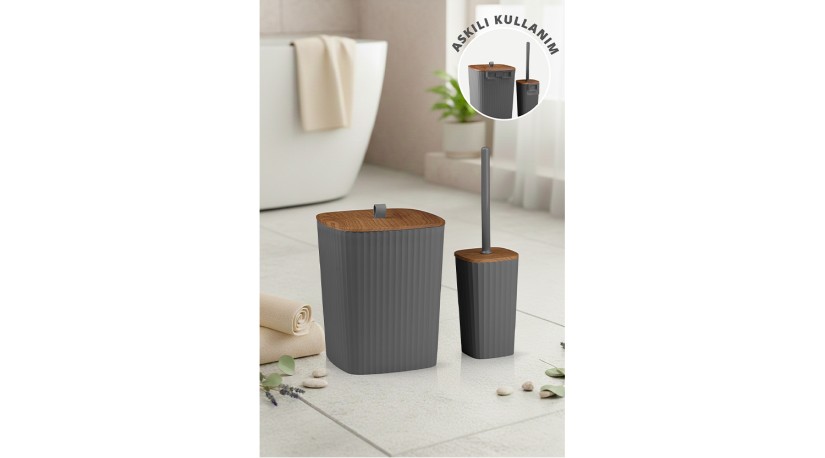 Safir 2'Li Banyo Seti  / Ahşap - Antrasit