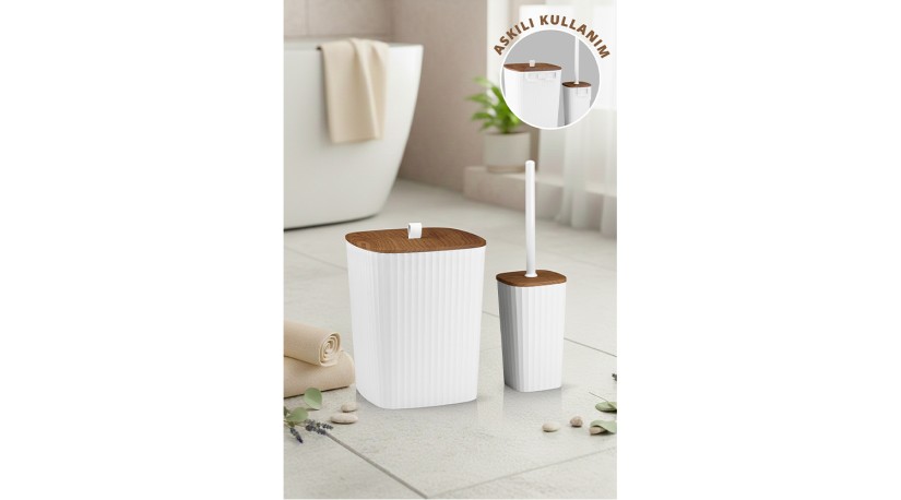 Safir 2'Li Banyo Seti  / Ahşap - Beyaz