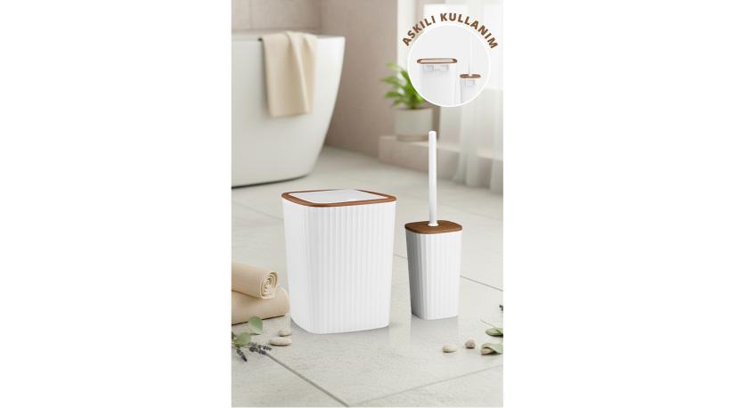 Safir 2'Li Banyo Seti  / Ahşap - Beyaz