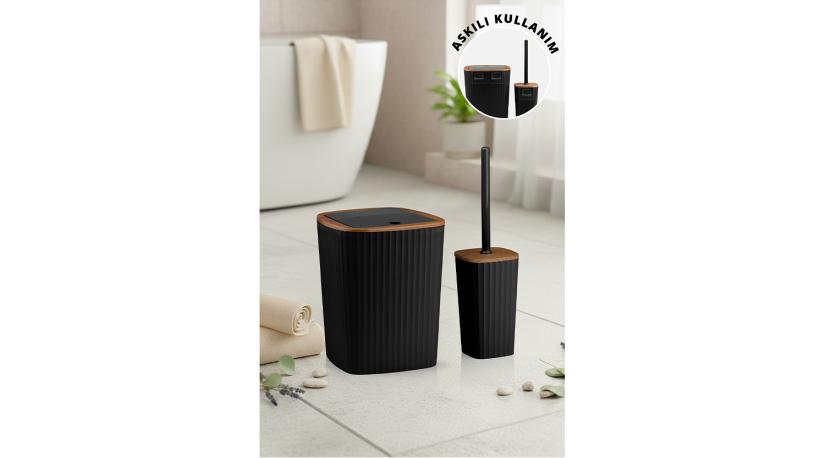 Safir 2'Li Banyo Seti  / Ahşap - Siyah