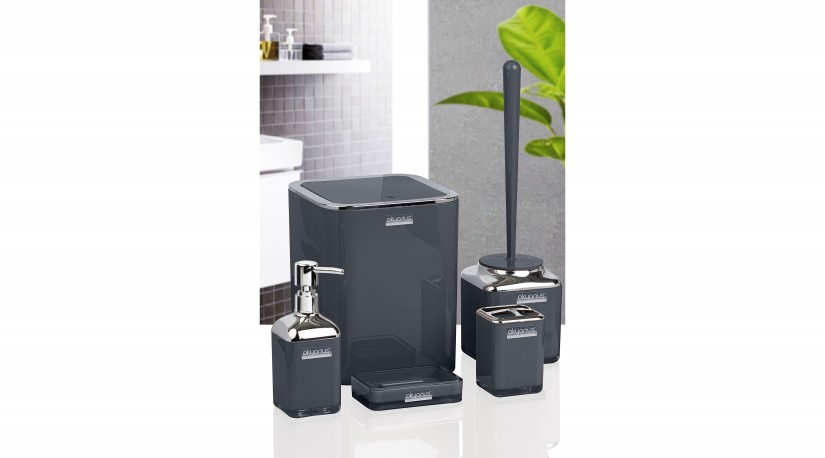 Çift Baskı Kare 5’li Banyo Seti Krom - Antrasit